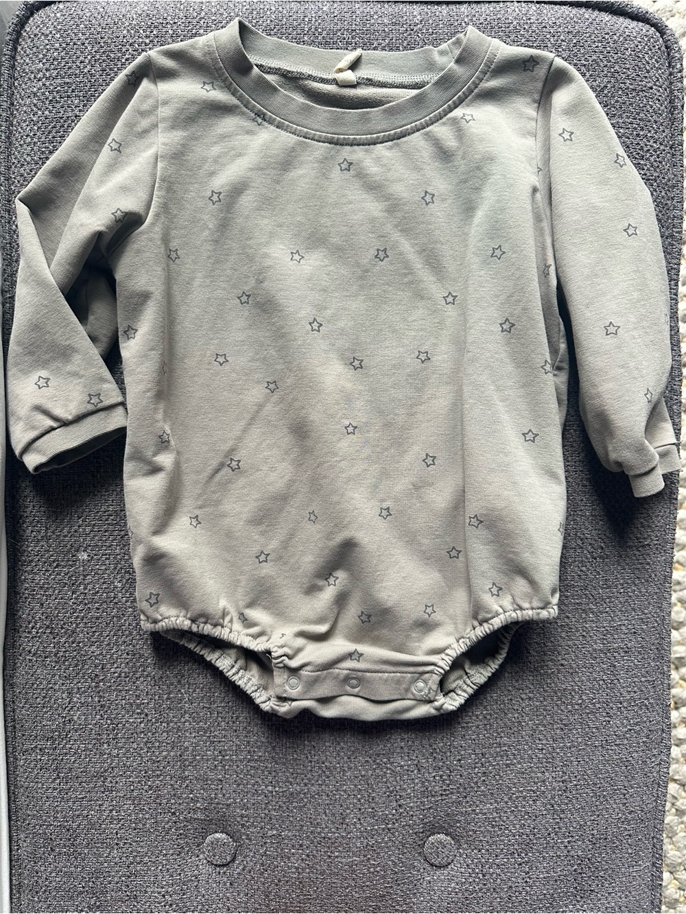 Quincy Mae Grey Star-Print One-Piece Bodysuit